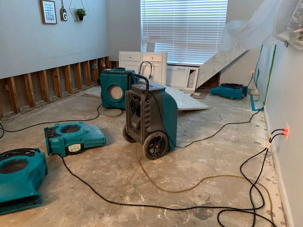 Dehumidifier in flood-cut room for Water Damage Restoration in Shafter